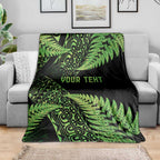 New Zealand Rugby Pacific Personalised Blanket All Lime Maori Pasifika Fern Pattern