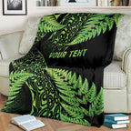 New Zealand Rugby Pacific Personalised Blanket All Lime Maori Pasifika Fern Pattern