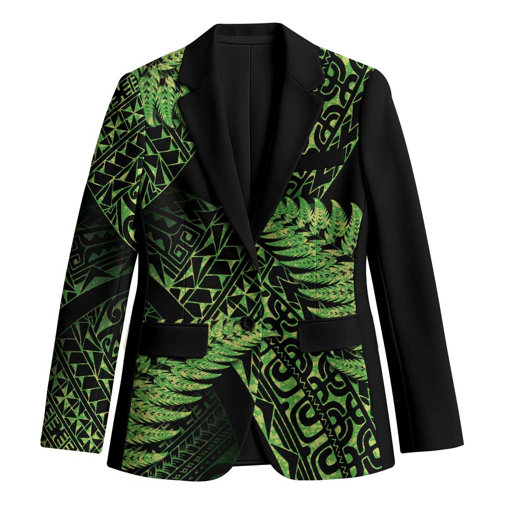 New Zealand Rugby Pacific Personalised Blazer All Lime Maori Pasifika Fern Pattern - Aussie Hoodie