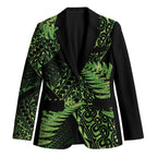 New Zealand Rugby Pacific Personalised Blazer All Lime Maori Pasifika Fern Pattern - Aussie Hoodie
