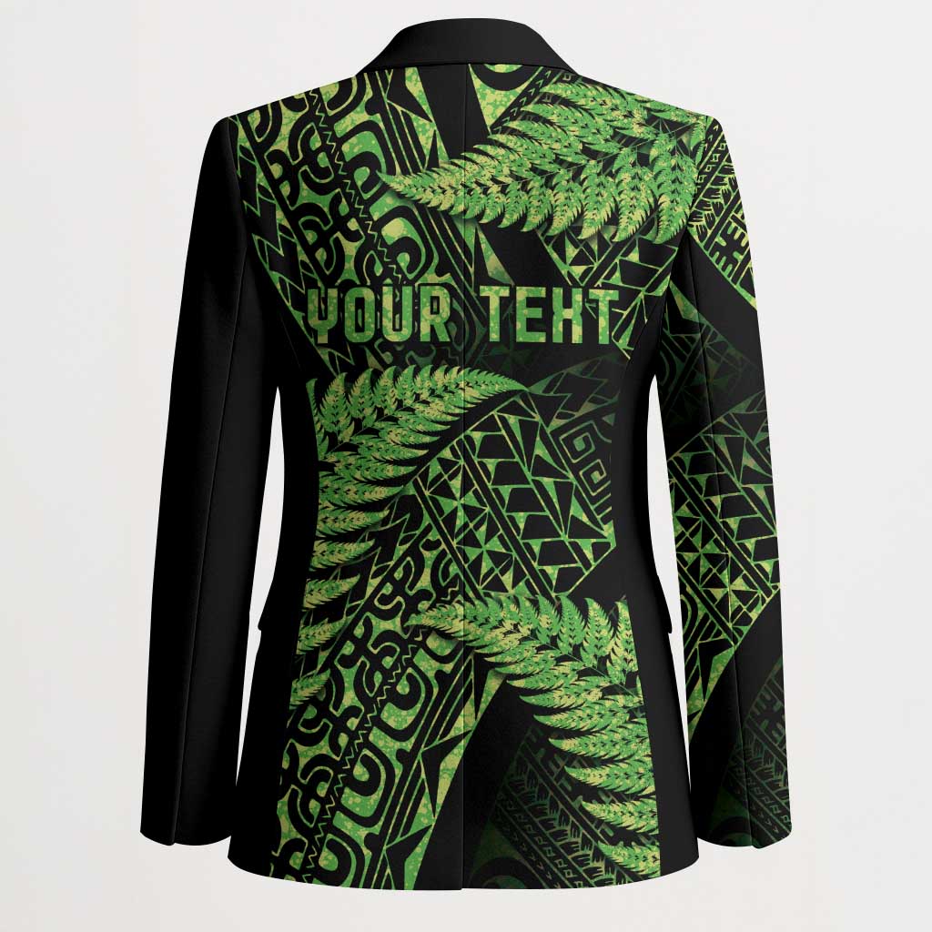 New Zealand Rugby Pacific Personalised Blazer All Lime Maori Pasifika Fern Pattern - Aussie Hoodie