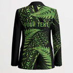 New Zealand Rugby Pacific Personalised Blazer All Lime Maori Pasifika Fern Pattern - Aussie Hoodie