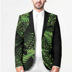 New Zealand Rugby Pacific Personalised Blazer All Lime Maori Pasifika Fern Pattern - Aussie Hoodie