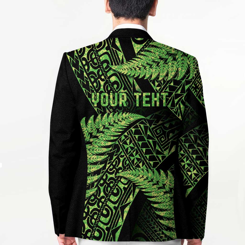 New Zealand Rugby Pacific Personalised Blazer All Lime Maori Pasifika Fern Pattern - Aussie Hoodie