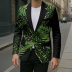 New Zealand Rugby Pacific Personalised Blazer All Lime Maori Pasifika Fern Pattern - Aussie Hoodie