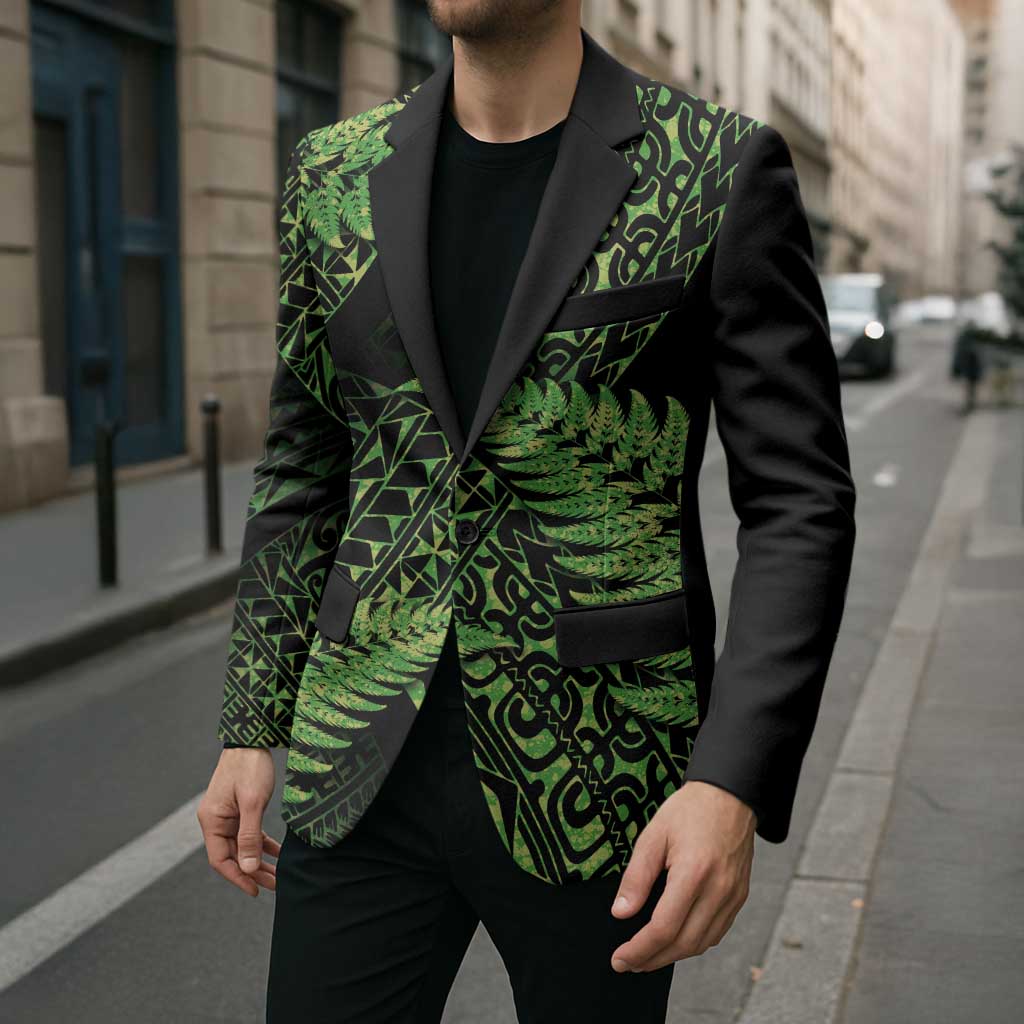 New Zealand Rugby Pacific Personalised Blazer All Lime Maori Pasifika Fern Pattern - Aussie Hoodie