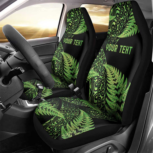 New Zealand Rugby Pacific Personalised Car Seat Cover All Lime Maori Pasifika Fern Pattern