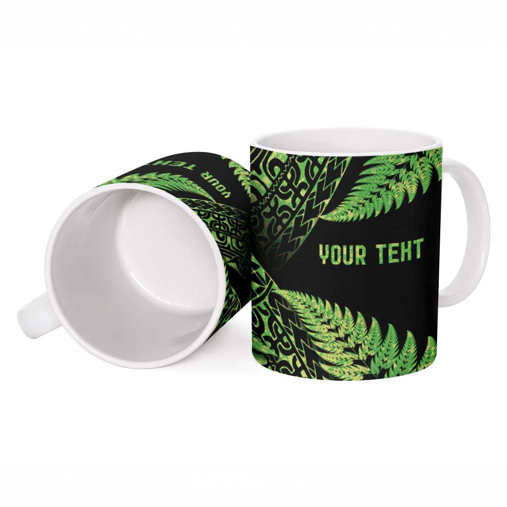 New Zealand Rugby Pacific Personalised Ceramic Mug All Lime Maori Pasifika Fern Pattern - Aussie Hoodie