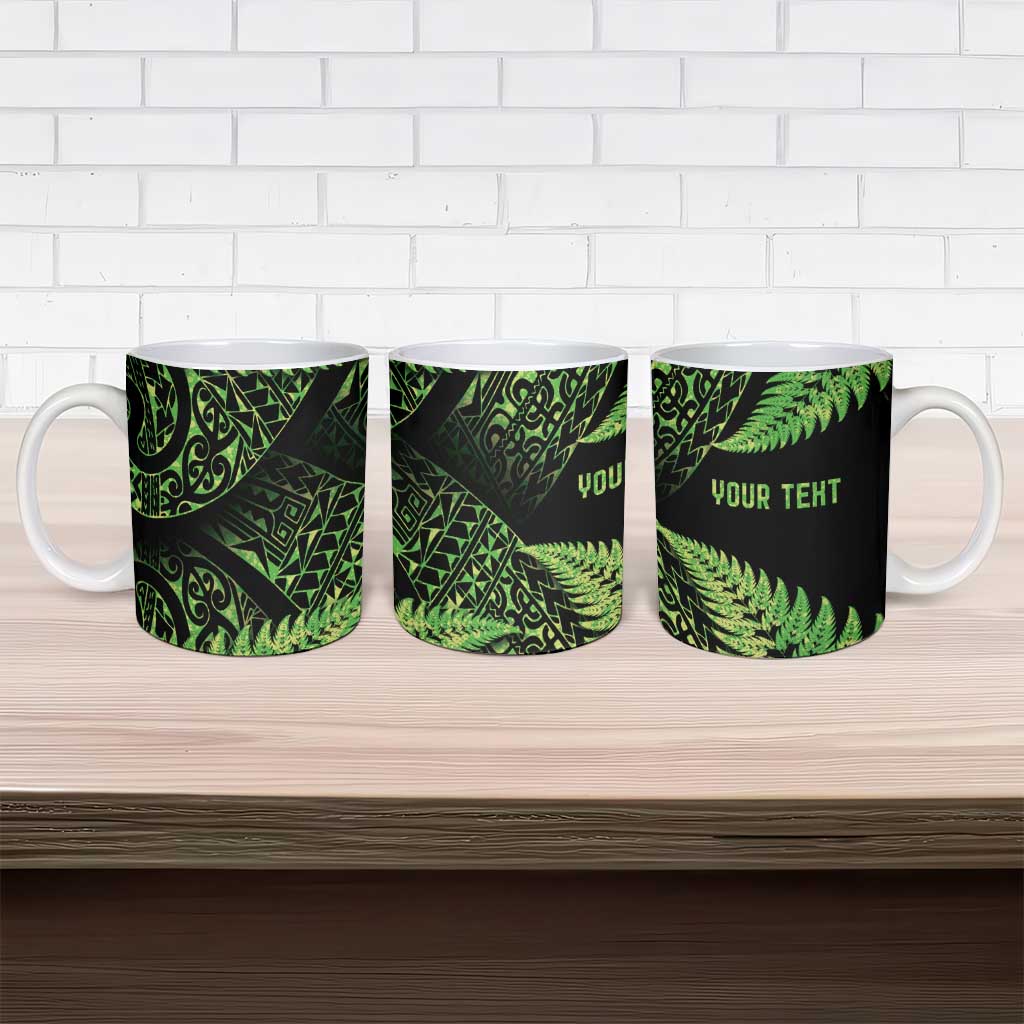 New Zealand Rugby Pacific Personalised Ceramic Mug All Lime Maori Pasifika Fern Pattern - Aussie Hoodie
