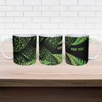 New Zealand Rugby Pacific Personalised Ceramic Mug All Lime Maori Pasifika Fern Pattern - Aussie Hoodie
