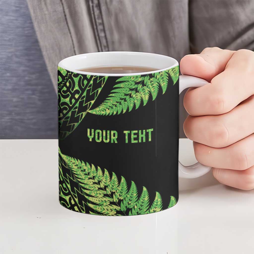 New Zealand Rugby Pacific Personalised Ceramic Mug All Lime Maori Pasifika Fern Pattern - Aussie Hoodie