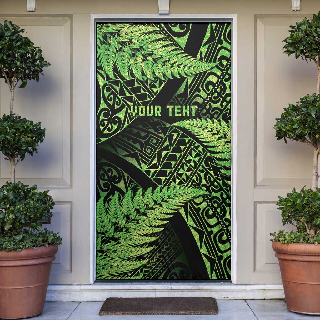 New Zealand Rugby Pacific Personalised Door Cover All Lime Maori Pasifika Fern Pattern - Aussie Hoodie