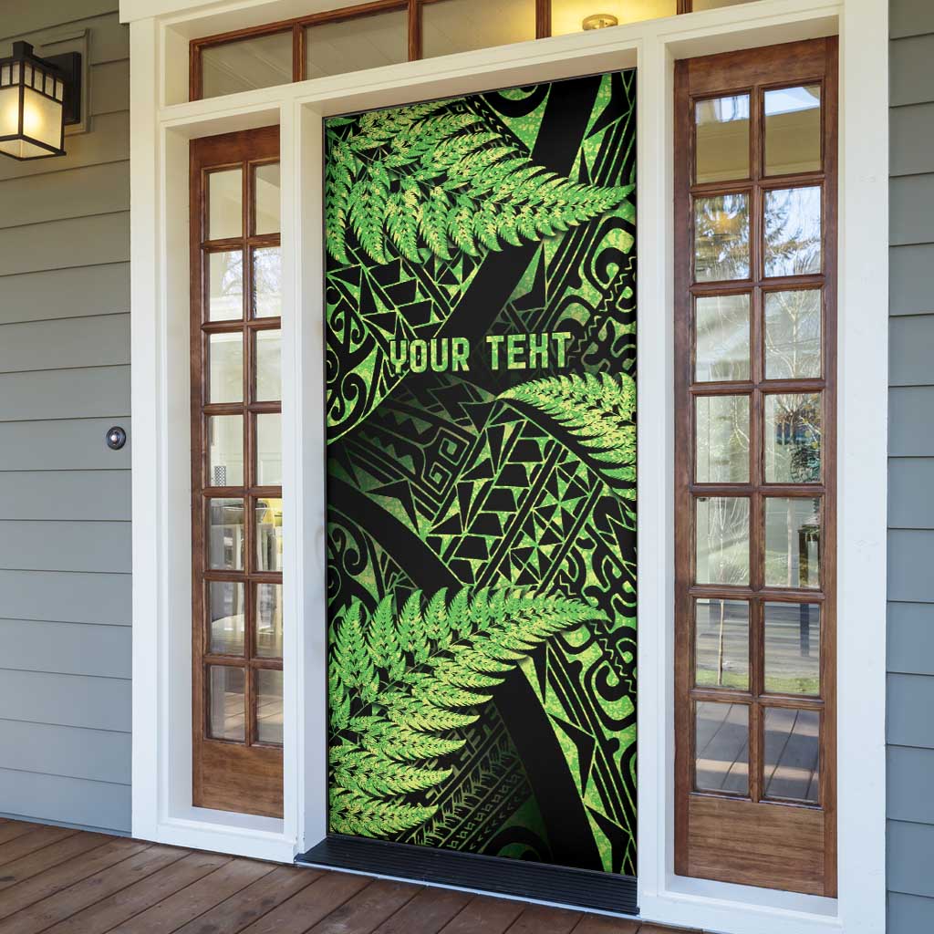 New Zealand Rugby Pacific Personalised Door Cover All Lime Maori Pasifika Fern Pattern - Aussie Hoodie