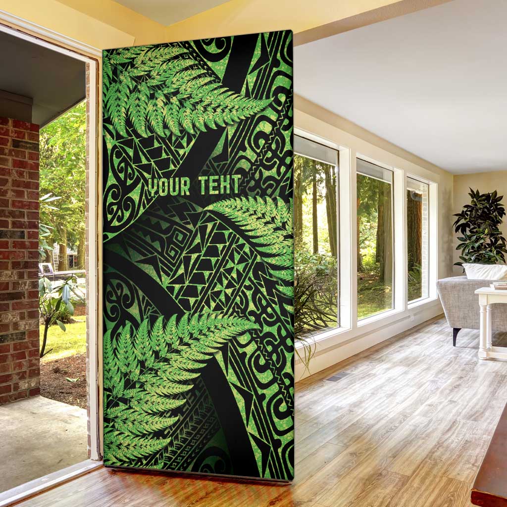 New Zealand Rugby Pacific Personalised Door Cover All Lime Maori Pasifika Fern Pattern - Aussie Hoodie