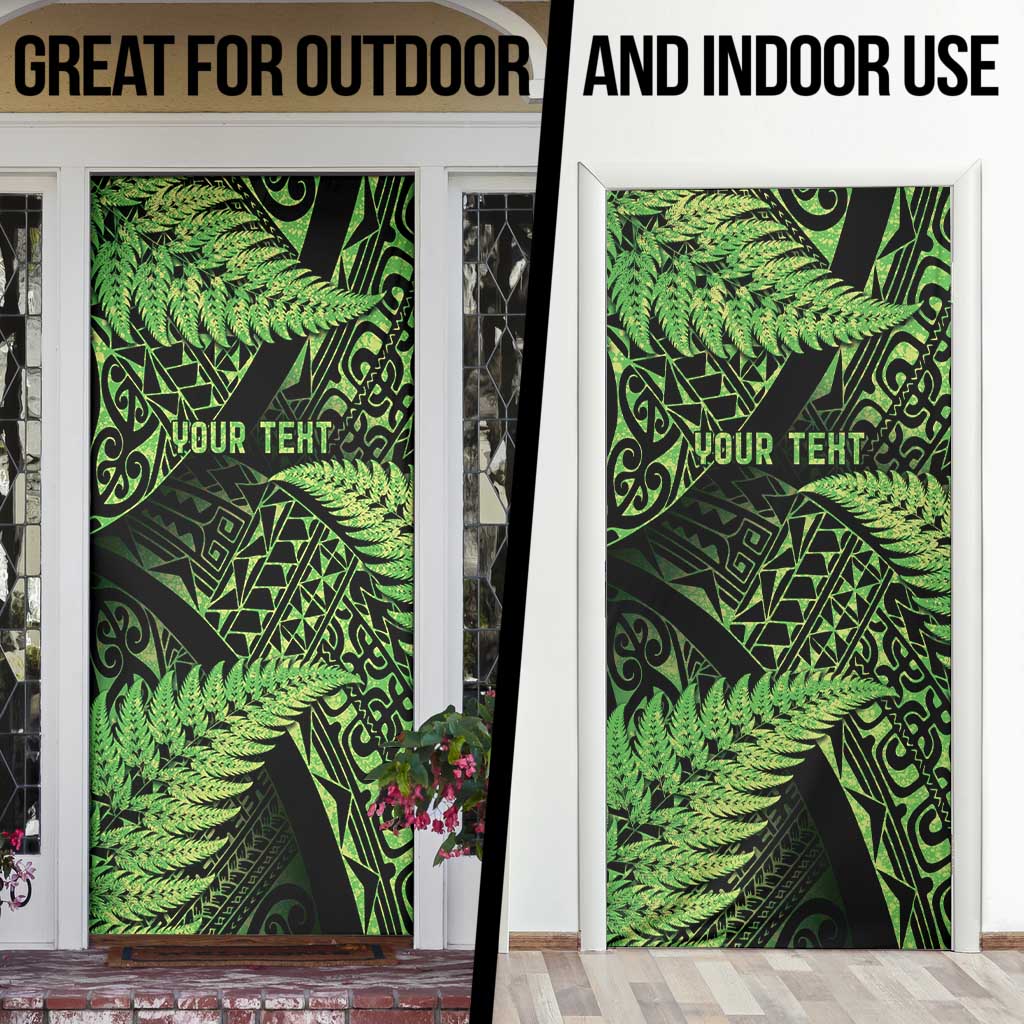 New Zealand Rugby Pacific Personalised Door Cover All Lime Maori Pasifika Fern Pattern - Aussie Hoodie