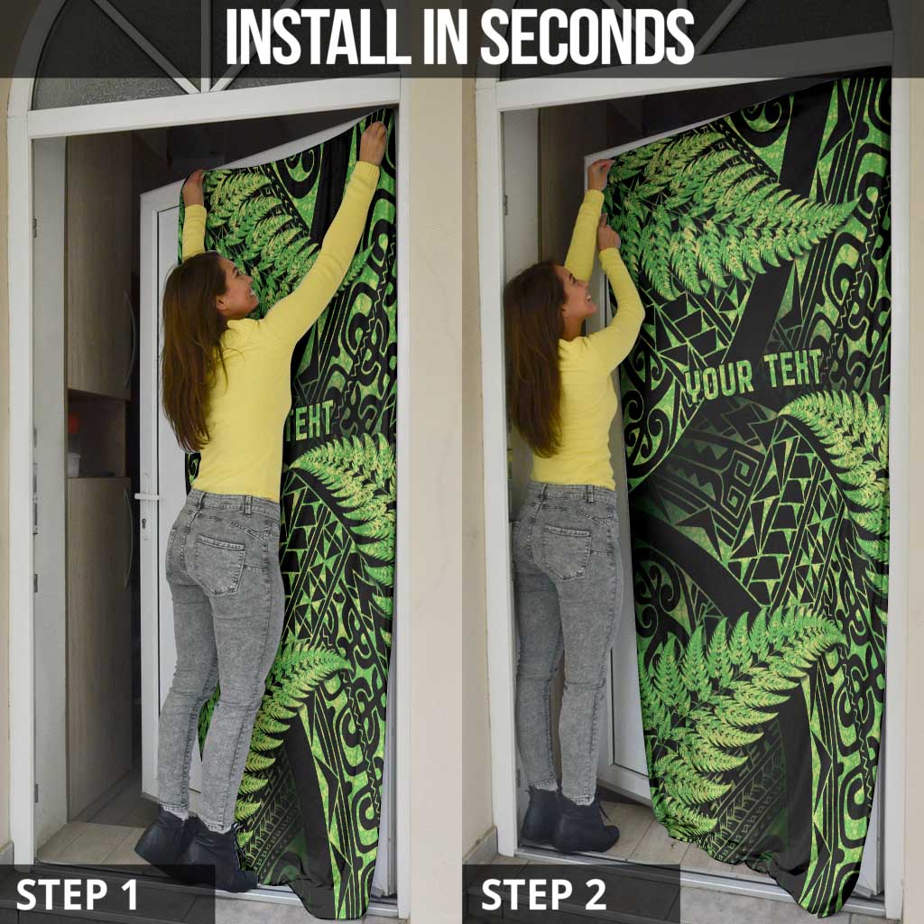 New Zealand Rugby Pacific Personalised Door Cover All Lime Maori Pasifika Fern Pattern - Aussie Hoodie