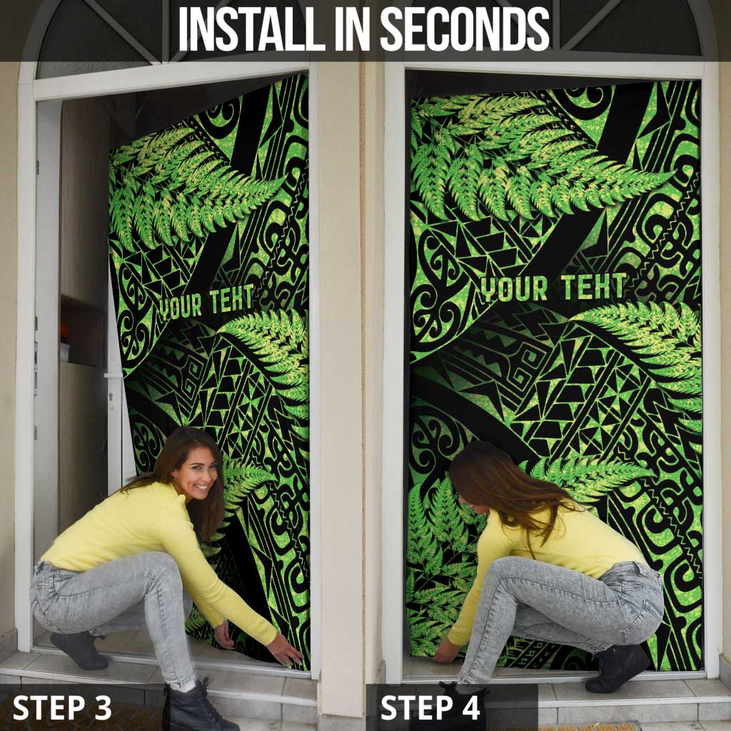 New Zealand Rugby Pacific Personalised Door Cover All Lime Maori Pasifika Fern Pattern - Aussie Hoodie