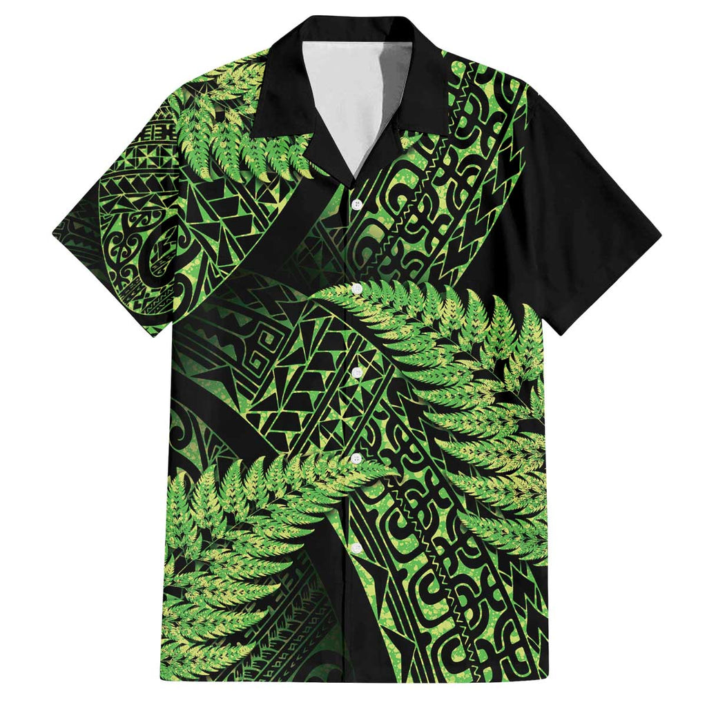 New Zealand Rugby Pacific Personalised Family Matching Off The Shoulder Long Sleeve Dress and Hawaiian Shirt All Lime Maori Pasifika Fern Pattern