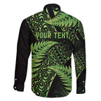 New Zealand Rugby Pacific Personalised Family Matching Off The Shoulder Long Sleeve Dress and Hawaiian Shirt All Lime Maori Pasifika Fern Pattern