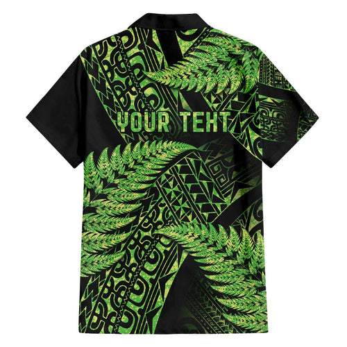 New Zealand Rugby Pacific Personalised Family Matching Off Shoulder Maxi Dress and Hawaiian Shirt All Lime Maori Pasifika Fern Pattern