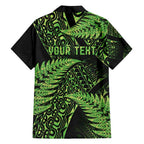New Zealand Rugby Pacific Personalised Family Matching Off Shoulder Short Dress and Hawaiian Shirt All Lime Maori Pasifika Fern Pattern