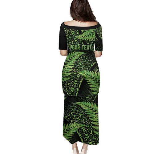 New Zealand Rugby Pacific Personalised Family Matching Puletasi and Hawaiian Shirt All Lime Maori Pasifika Fern Pattern