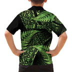 New Zealand Rugby Pacific Personalised Family Matching Short Sleeve Bodycon Dress and Hawaiian Shirt All Lime Maori Pasifika Fern Pattern