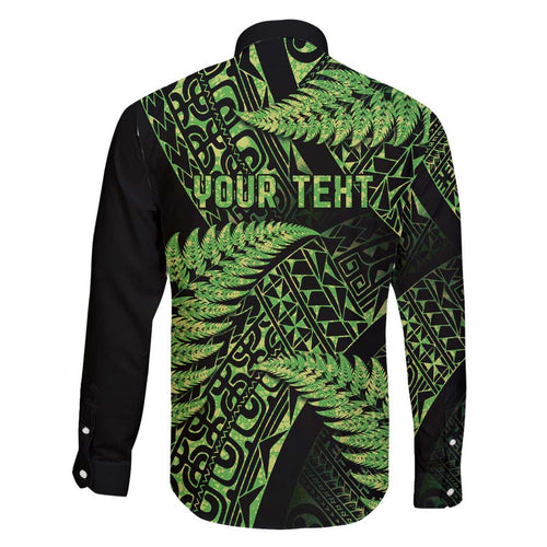 New Zealand Rugby Pacific Personalised Family Matching Short Sleeve Bodycon Dress and Hawaiian Shirt All Lime Maori Pasifika Fern Pattern