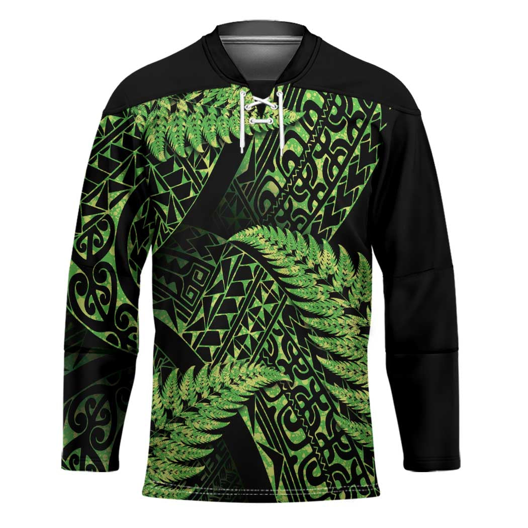 New Zealand Rugby Pacific Personalised Hockey Jersey All Lime Maori Pasifika Fern Pattern - Aussie Hoodie