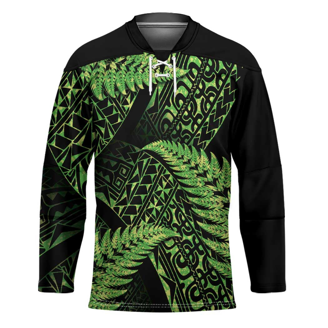 New Zealand Rugby Pacific Personalised Hockey Jersey All Lime Maori Pasifika Fern Pattern - Aussie Hoodie