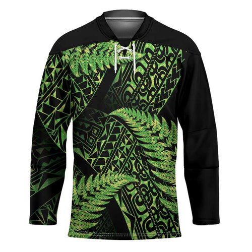 New Zealand Rugby Pacific Personalised Hockey Jersey All Lime Maori Pasifika Fern Pattern - Aussie Hoodie