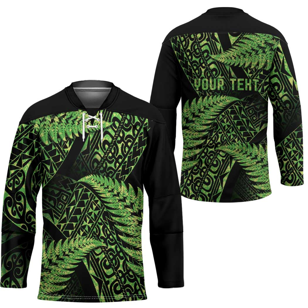 New Zealand Rugby Pacific Personalised Hockey Jersey All Lime Maori Pasifika Fern Pattern - Aussie Hoodie