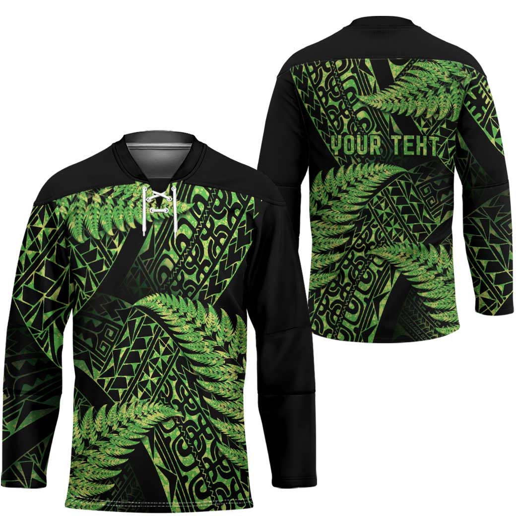 New Zealand Rugby Pacific Personalised Hockey Jersey All Lime Maori Pasifika Fern Pattern - Aussie Hoodie