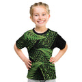 New Zealand Rugby Pacific Personalised Kid T Shirt All Lime Maori Pasifika Fern Pattern