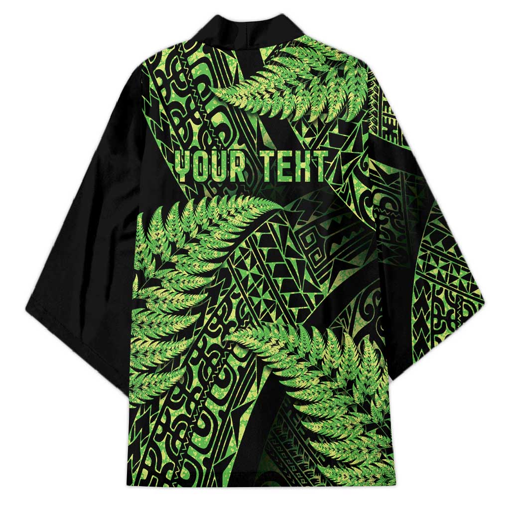 New Zealand Rugby Pacific Personalised Kimono All Lime Maori Pasifika Fern Pattern - Aussie Hoodie