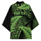 New Zealand Rugby Pacific Personalised Kimono All Lime Maori Pasifika Fern Pattern - Aussie Hoodie