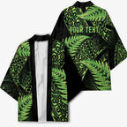 New Zealand Rugby Pacific Personalised Kimono All Lime Maori Pasifika Fern Pattern - Aussie Hoodie