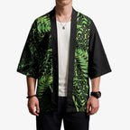 New Zealand Rugby Pacific Personalised Kimono All Lime Maori Pasifika Fern Pattern - Aussie Hoodie