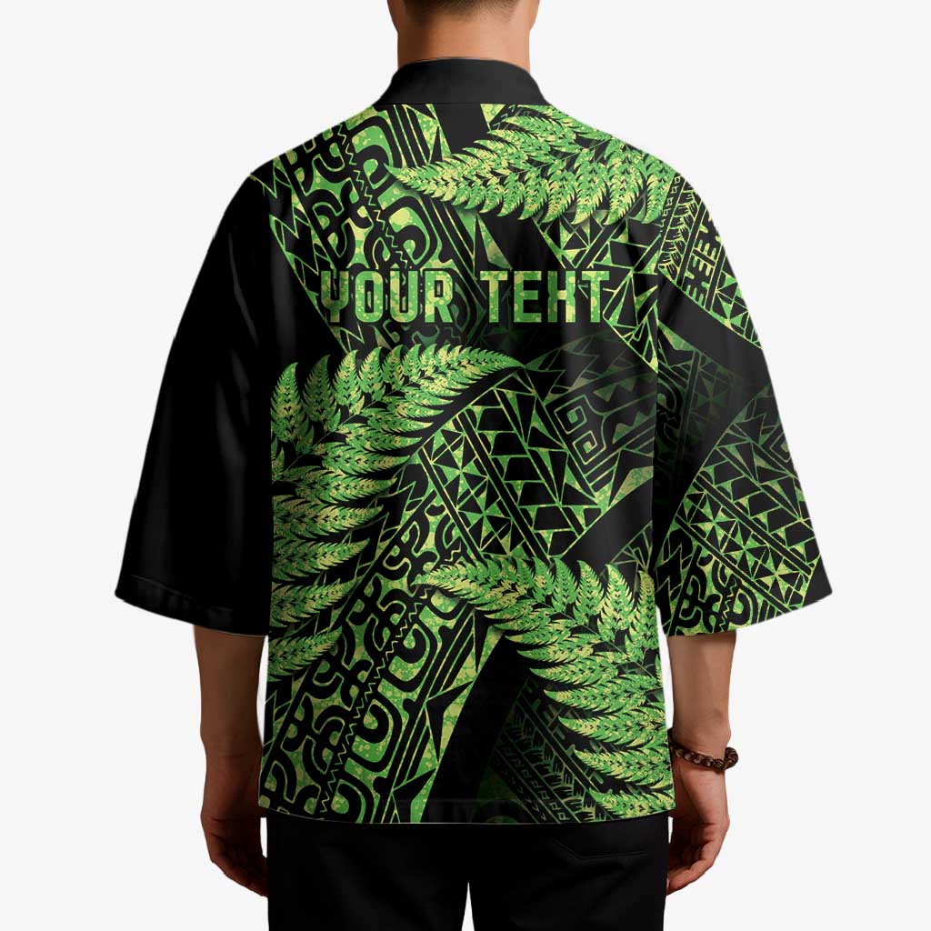 New Zealand Rugby Pacific Personalised Kimono All Lime Maori Pasifika Fern Pattern - Aussie Hoodie