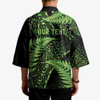 New Zealand Rugby Pacific Personalised Kimono All Lime Maori Pasifika Fern Pattern - Aussie Hoodie