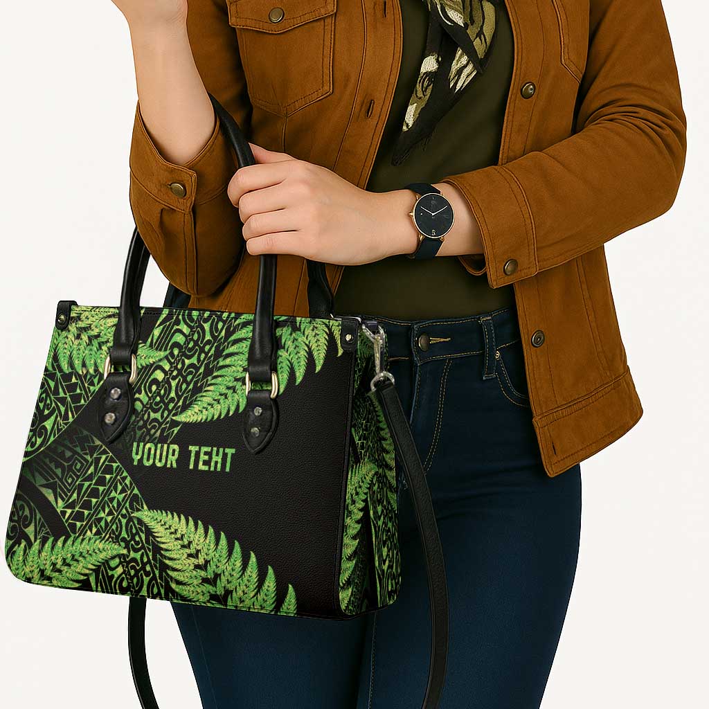 New Zealand Rugby Pacific Personalised Leather Bag All Lime Maori Pasifika Fern Pattern - Aussie Hoodie