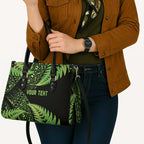 New Zealand Rugby Pacific Personalised Leather Bag All Lime Maori Pasifika Fern Pattern - Aussie Hoodie