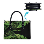 New Zealand Rugby Pacific Personalised Leather Bag All Lime Maori Pasifika Fern Pattern - Aussie Hoodie