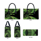 New Zealand Rugby Pacific Personalised Leather Bag All Lime Maori Pasifika Fern Pattern - Aussie Hoodie