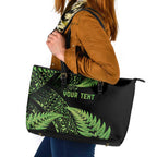 New Zealand Rugby Pacific Personalised Leather Tote Bag All Lime Maori Pasifika Fern Pattern