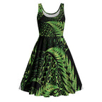 New Zealand Rugby Pacific Personalised Midi Dress All Lime Maori Pasifika Fern Pattern - Aussie Hoodie