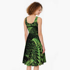 New Zealand Rugby Pacific Personalised Midi Dress All Lime Maori Pasifika Fern Pattern - Aussie Hoodie