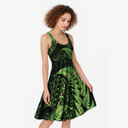 New Zealand Rugby Pacific Personalised Midi Dress All Lime Maori Pasifika Fern Pattern - Aussie Hoodie