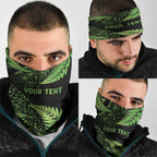 New Zealand Rugby Pacific Personalised Neck Gaiter All Lime Maori Pasifika Fern Pattern - Aussie Hoodie