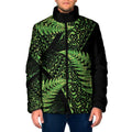 New Zealand Rugby Pacific Personalised Padded Jacket All Lime Maori Pasifika Fern Pattern - Aussie Hoodie